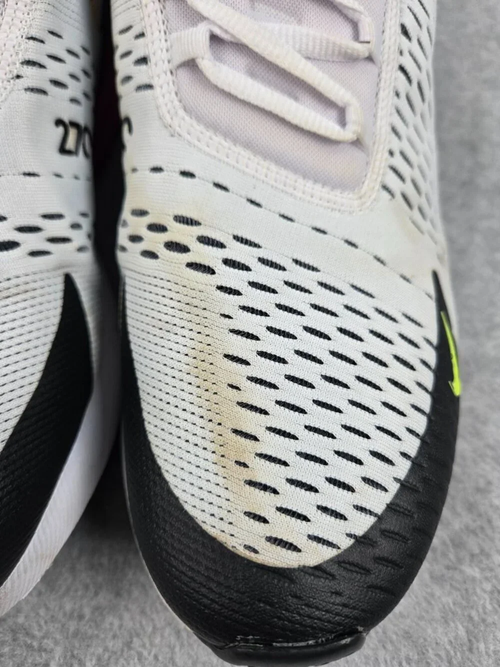 Nike Air Max 270 Mens Size 12 Shoes Sneakers White Volt Laser Fuschia